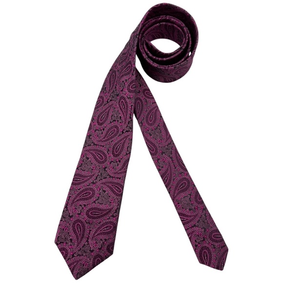 TED BAKER Purple Paisley Silk DESIGNER Tie USA - Picture 1 of 4